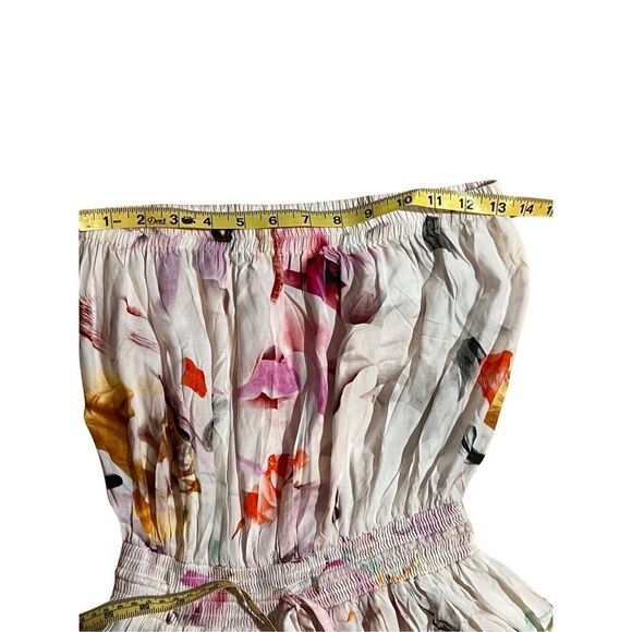 Plum Pretty Sugar White Floral Strapless Casual Women’s  Maxi Dress Bridesmaid L - Picture 11 of 11